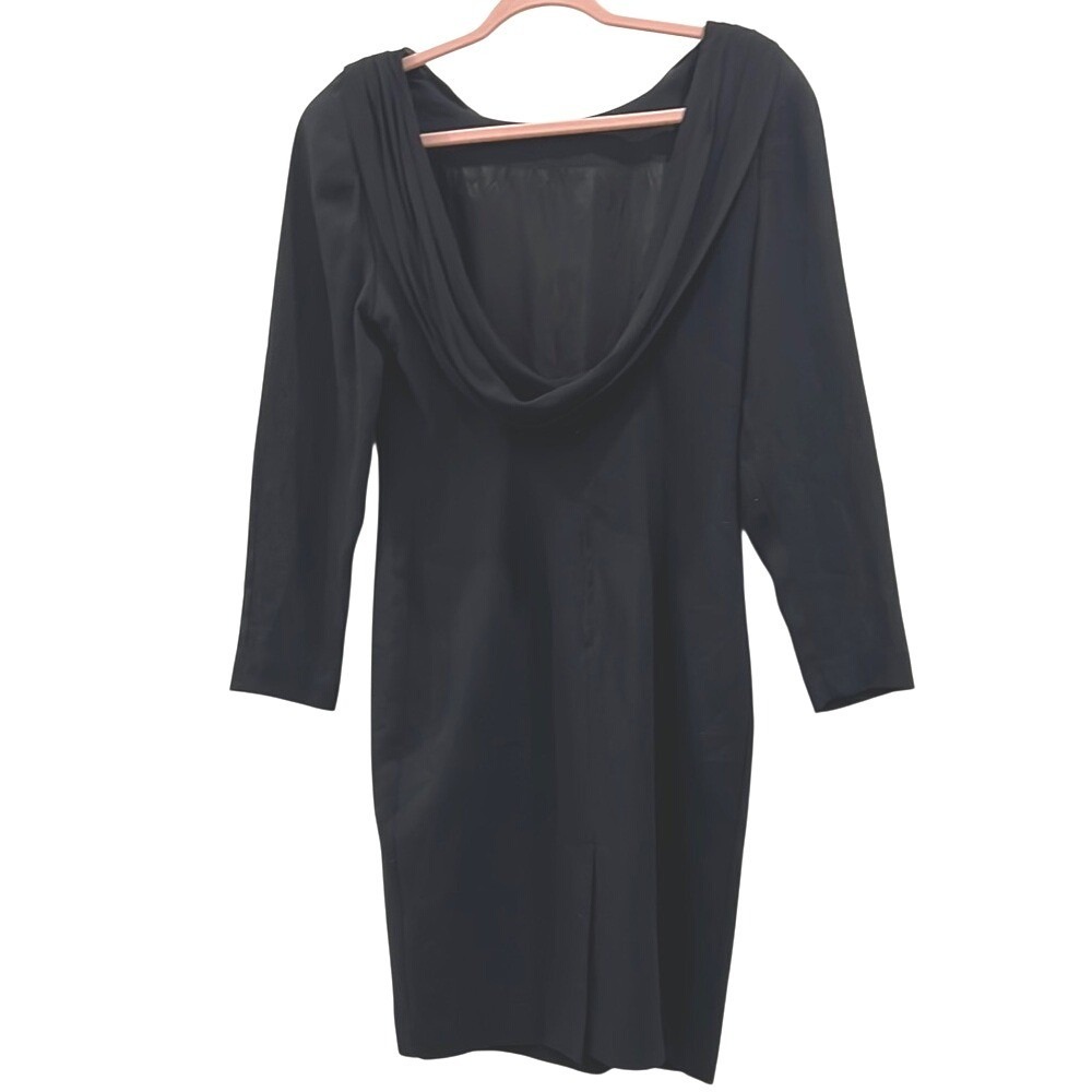 Vintage 1980's Katheryn Conover Elegant Black Cowl Neck Scoop BackDress Size 8
